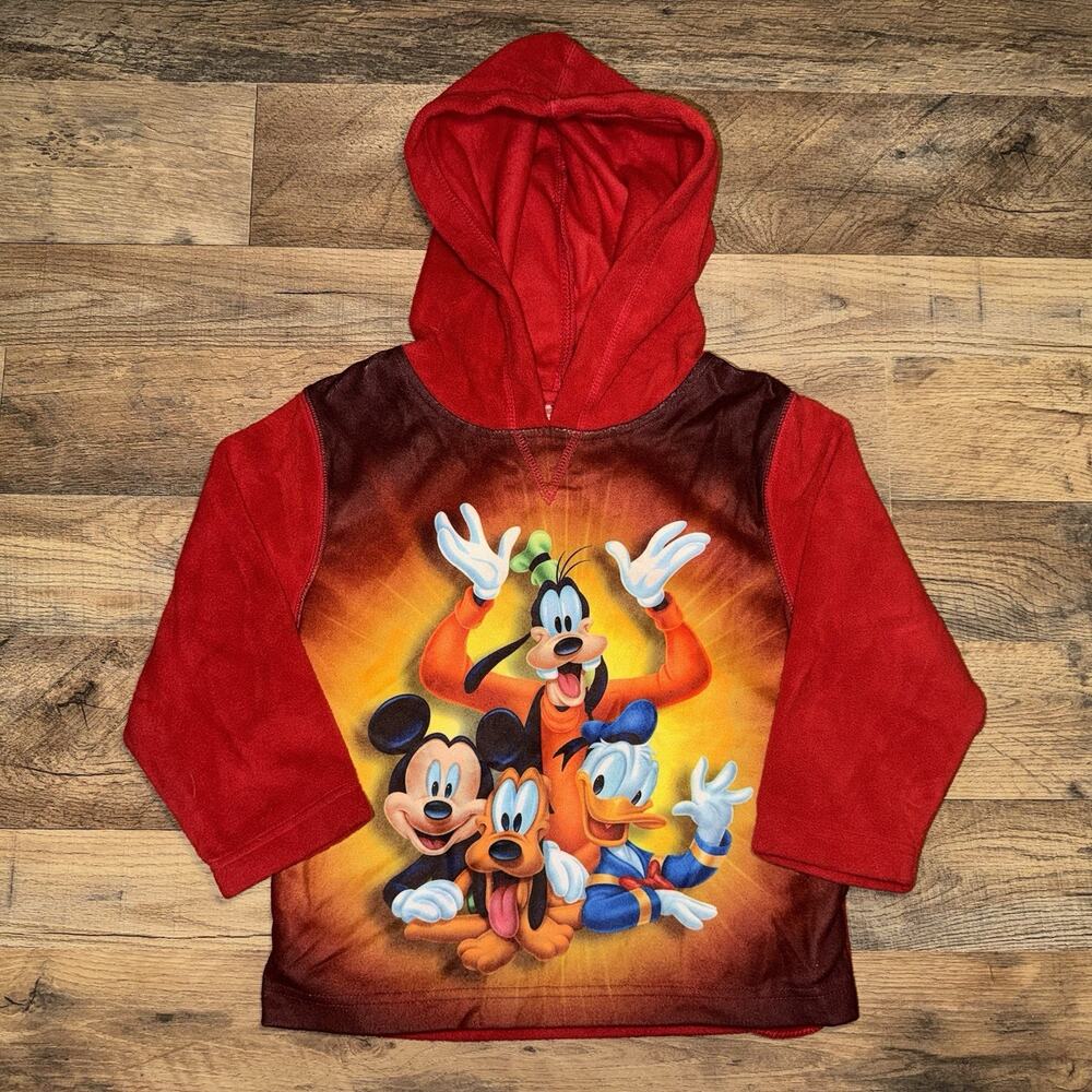 Disney Store Exclusive Red Pullover Fleece Kids Youth Sz XXS/XS Mickey & Friends